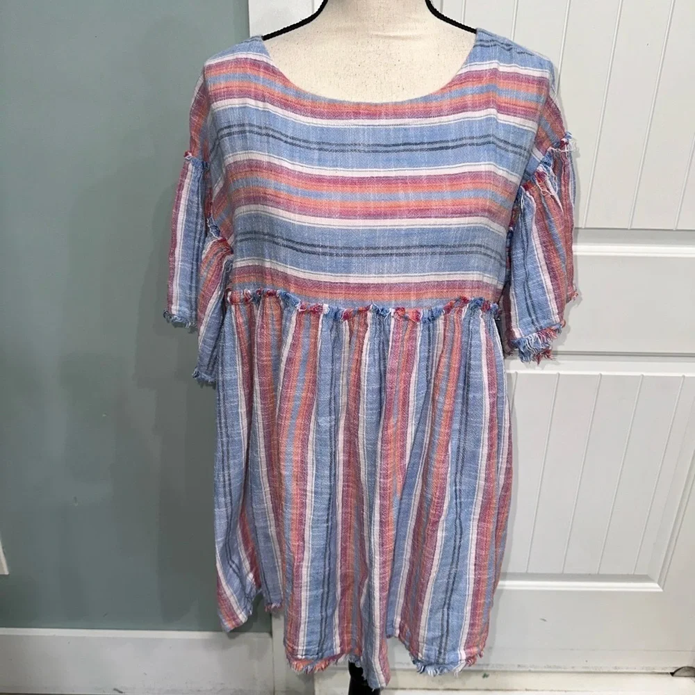 Free People Summer Nights Striped Cotton Tunic size XS